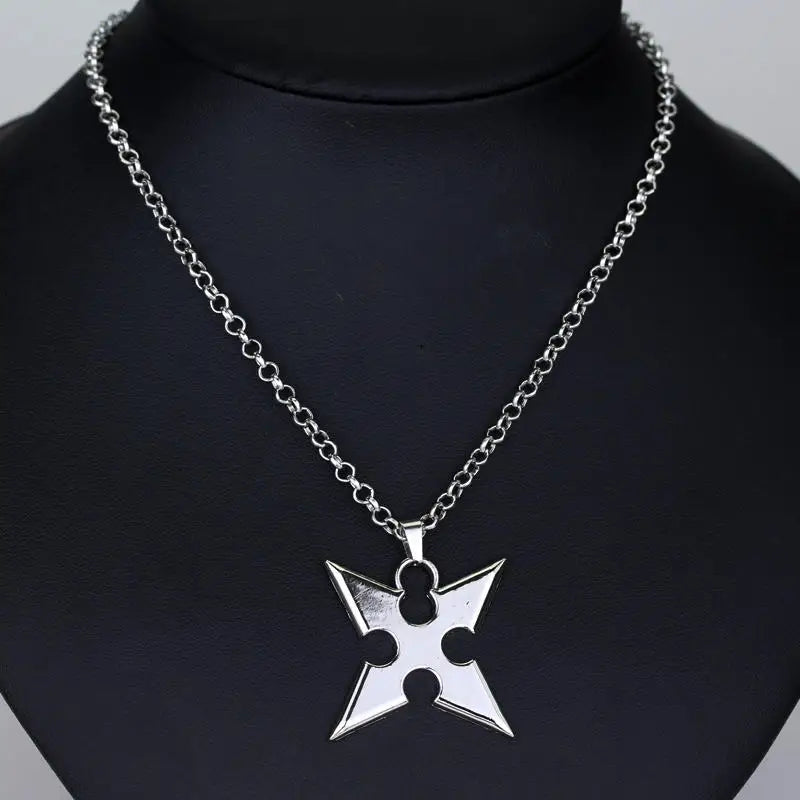 Game Kingdom Hearts Chain Pendant Necklace Sora Key Blade Crown Charm Statement Choker Women Men Cosplay Jewelry Gift