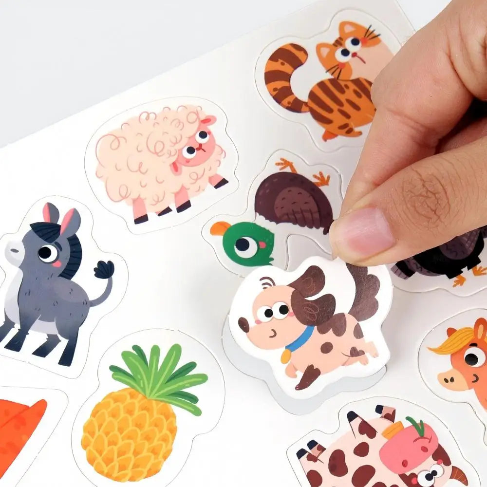For Children DIY Hand-on Puzzle New Montessori Scene Stickers Reusable Books Cartoon Learning Cognition Toys for Kids Gift