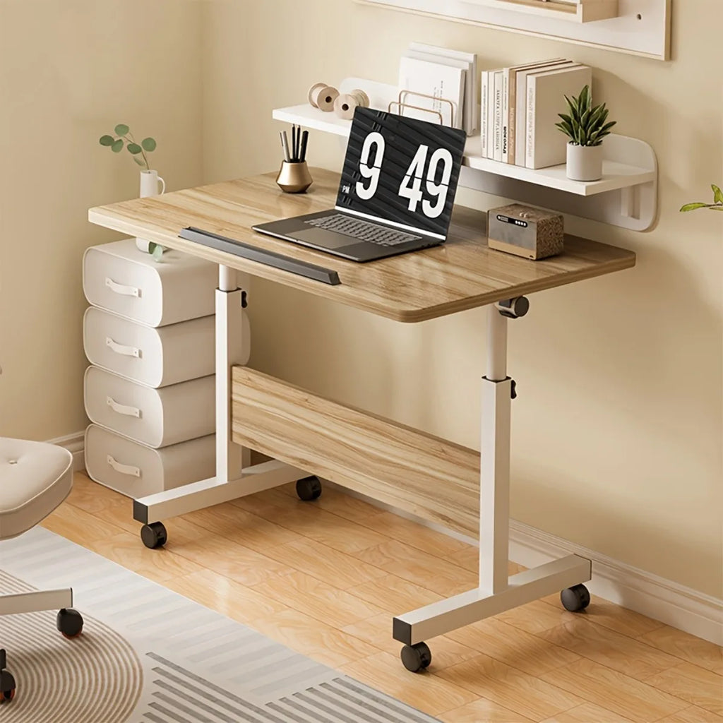 Adjustable Height Standing Desk with Lockable Wheels, Portable Mobile Computer Desk for Home Office