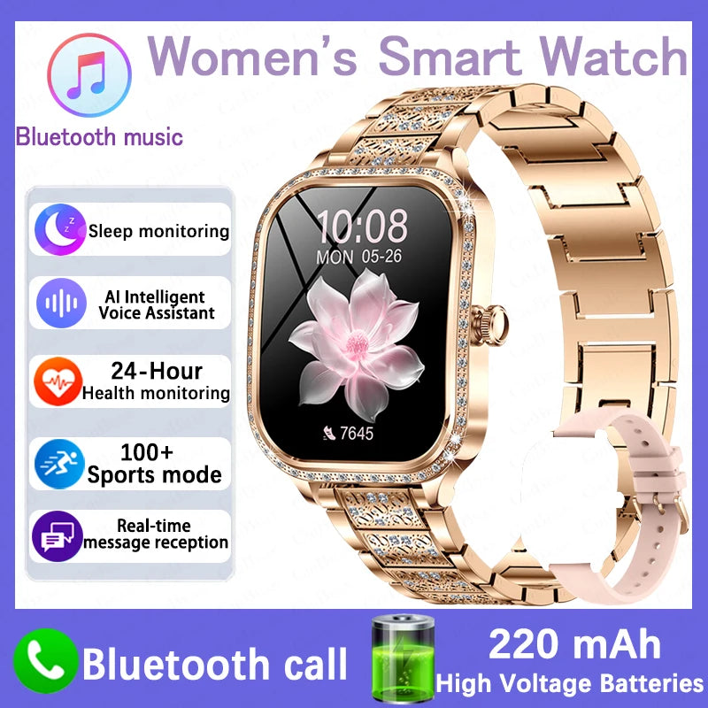 New Luxury Smart Watch Women 1.75" HD Display Heart Rate Sport Fitness IP68 Waterproof Bluetooth Call Smartwatch For Lady Gift