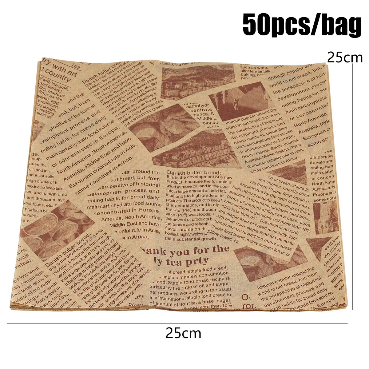 50/100Pcs Oil-Proof Paper Sheet Food Sandwich Packaging Paper Newspaper Style Greaseproof Deli Paper for Wrapping Burger Bread