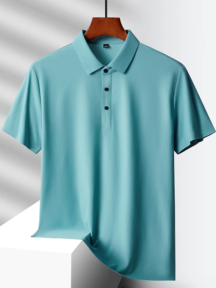 Selected popular nylon fabric, dad's summer clothing, middle-aged men's short sleeved T-shirt, summer ice silk quick drying, mid