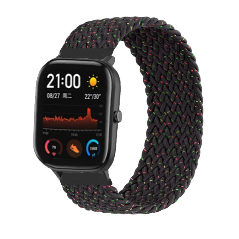20mm 22mm Watch Straps For Amazfit GTS/4/3/2/2e/GTS2 Mini/GTR 4/3 pro/GTR2/2e/2 Braided solo loop Bracelet Amazfit bip 6 5 band