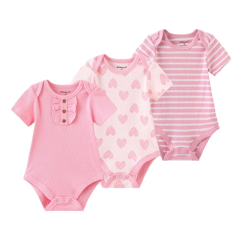 Kiddiezoom 3/4 Pcs/Lot Four Seasons Unisex Cartoon Newborn Boy Girl Bodysuits Soft Cute Infant Onesies Clothes Baby Shower Gift