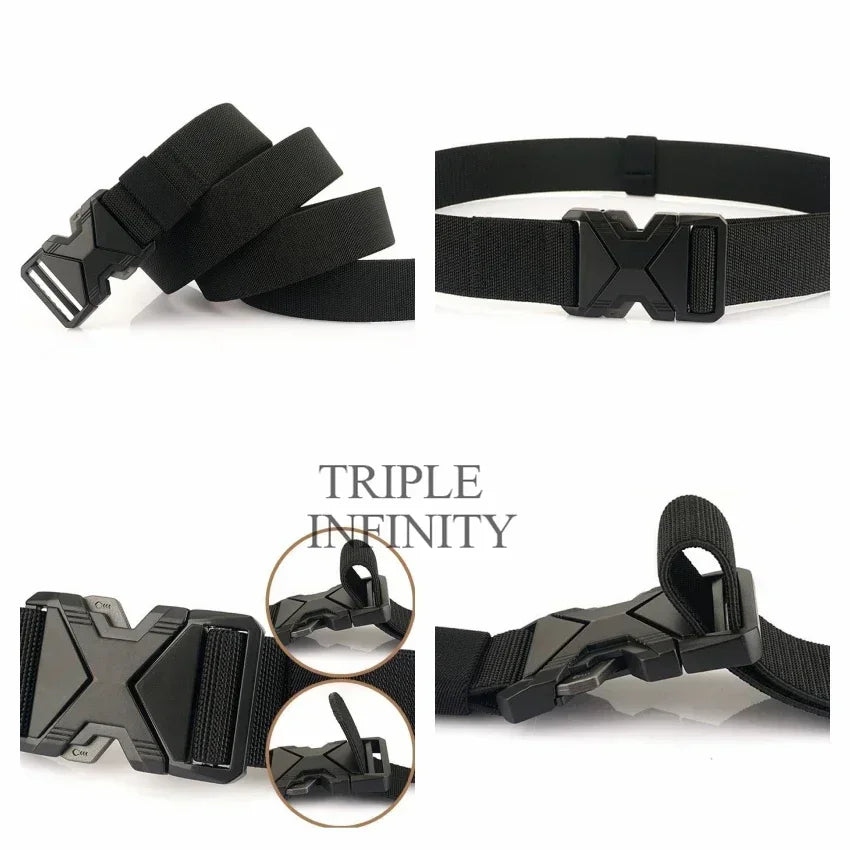 New Quick Release Metal Pluggable Buckle Tactical Belt Breathable Elastic Military Belts For Men Stretch Pants Waistband Hunting