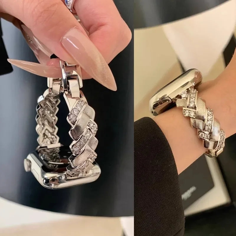 Nice Bling Ear of Wheat Bracelet Link for Apple Watch Band Series S11/10/8/7/6/3/4/5/9 40mm 41mm 38mm 42mm 44mm 45mm 46mm Strap