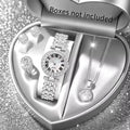 5PCS Elegant Rhinestone Women Quartz Watch Jewelry Set Fashion Ladies Bracelet Strap Wristwatches Reloj Mujer（Without Box）