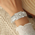 2025 New Gorgeous Square Rhinestone Open Ladies Bracelet Wedding Eid al-Adha Gift Elegant Temperament Hand Ornament