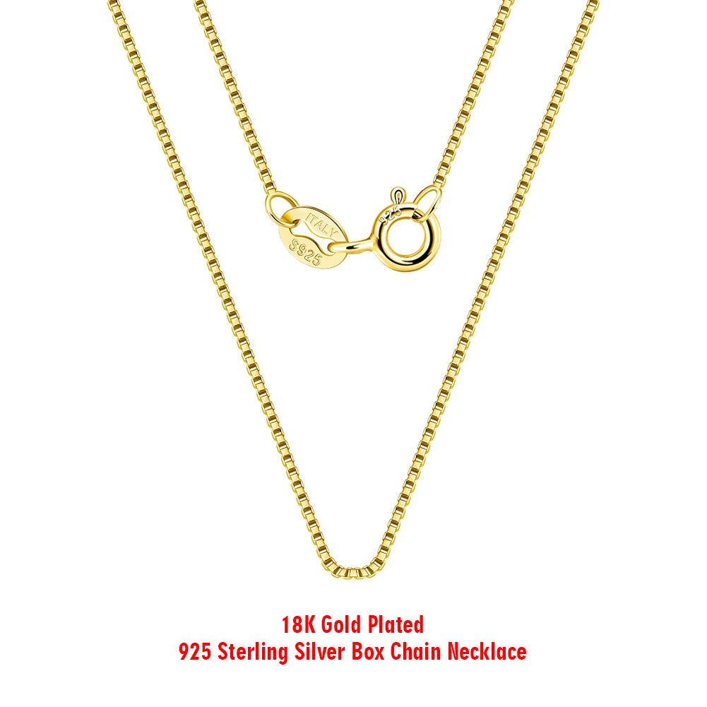 KISS MANDY 925 Sterling Silver 0.6MM Box Chain Necklaces 14K 18K Gold Plated Fashion Wedding Party Daily Wear Charm Jewelry SC07