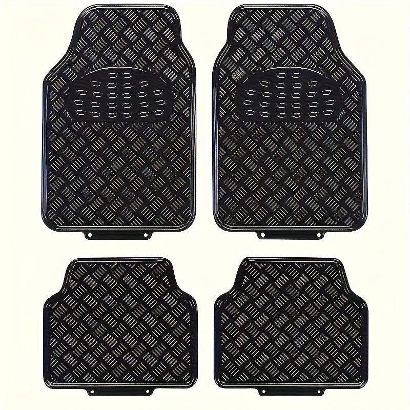 Metallic Chrome Car Floor Mats All-Weather Universal Fit Automotive Floor Mats for Cars SUVs, Floor Mats for Trucks, Car Mats Full Set Front & Rear, Non-Slip Shiny Durable Heavy Duty