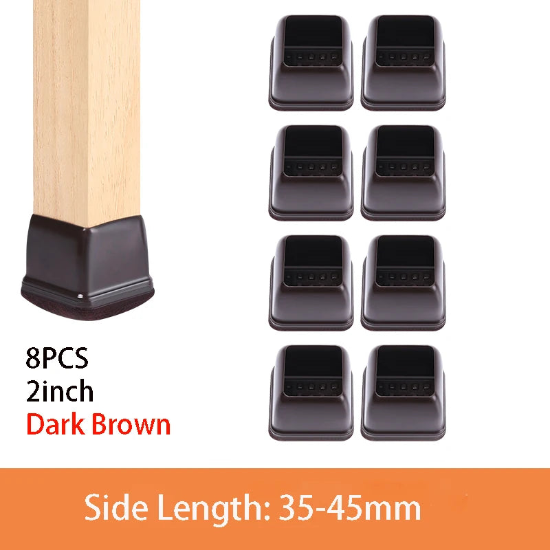 8PCS Thick Rubber Chair Leg Protector Covers Felt Bottom Furniture Pads Floor Protectors Caps to Reduce Noise And Prevent Scratc