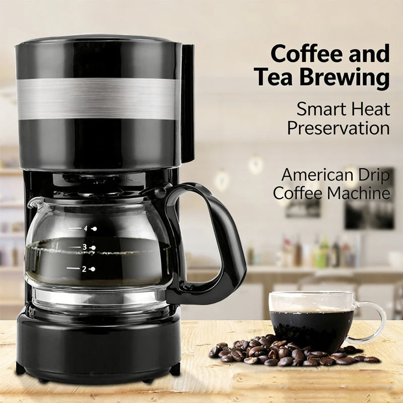DMWD Automatic Electric Latte Espresso Coffee Maker Mini 650ml Moka Drip Cafe American Coffee Brewing Machine Tea Pot Boiler EU