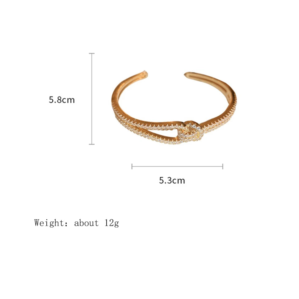 ZAKOL Exquisite AAA Full Zircon Knot Bracelet Bangles for Women Fashion Adjustable Open Bracelet Gift