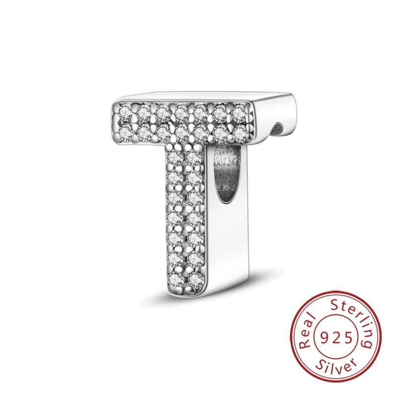 Charms Fit Original Bracelet A-Z Alphabet Charms Beads 925 Sterling Silver 26 Letters Charm for Women Girl DIY Fine Jewelry Gift