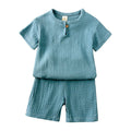 2-8 Years Children Casual Suit Baby Muslin T Shirt and Shorts Girls Blue Green White Tops and Bottoms Summer 2 Pcs Clothing Set