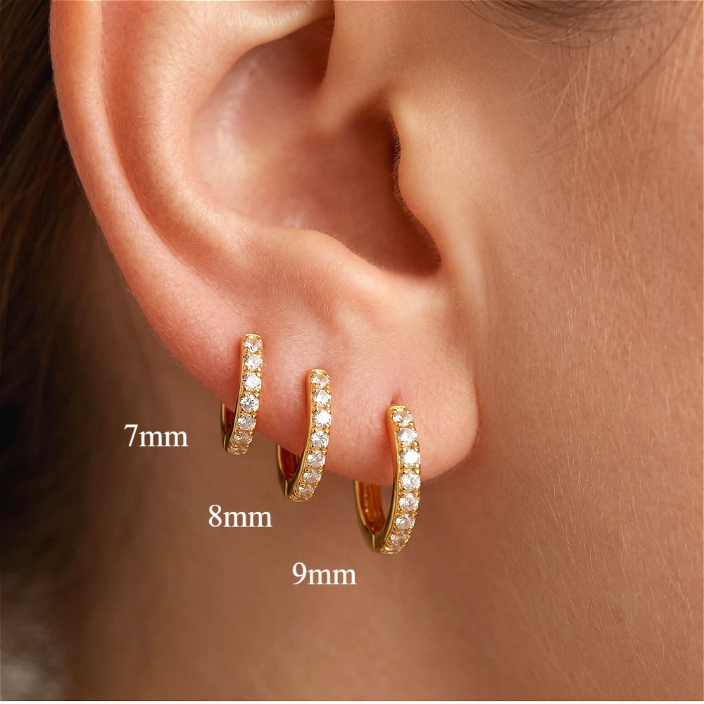 2/6PCS 316L Stainless Steel Minimalist Hoop Earrings Crystal Zirconia Small Cartilage Helix Tragus Piercing Jewelry for Women