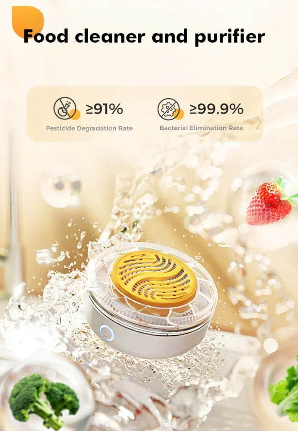 Portable Fruit Vegetable Washing Machine Food Purifier Water Proof Rechargeable Automatic Fruit Cleaner Device
