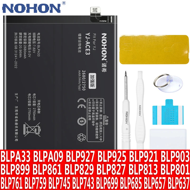 NOHON Battery For Oneplus 10 Pro 9 8 7 6 5 8T 7T 6T 5T 9RT 9R 10R Battery For One Plus BLP899 BLP827 BLP699 BLP685 BLP801 BLP861