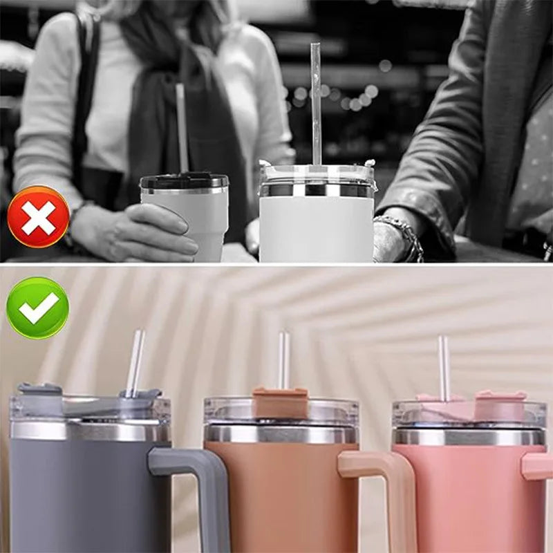Reusable Straw with Cleaning Brush Plastic Replacement Straw Compatible with Stanley 40 oz 30 oz Cup Tumbler