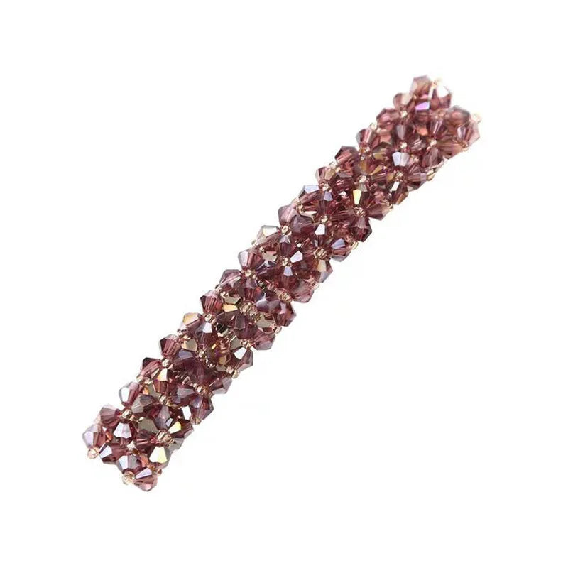 Super Beautiful~ Accessories Flash Diamond Headpiece Hair Clip Four Rows of Crystal Fish Line Braided Edge Clip Exquisite One-Wo
