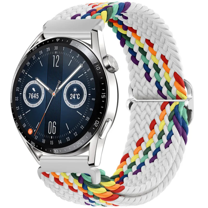 20mm 22mm Braided Solo Loop Strap For Samsung Watch 5/4/3 Active 2/Huawei Watch 3/GT Nylon Elastic Bracelet Amazfit GTR/GTS Belt