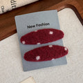 Red Polka Dot Plaid Hair Clip Luxurious, Refined, Minimalist BB Clip Autumn/Winter Small Hair Clip Woolen Side Hairpin