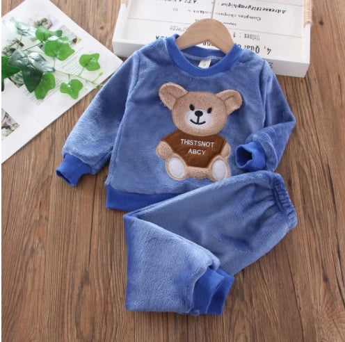 Autumn Winter Flannel Pajamas Newborn Clothes Baby Boy Clothes Set For Girls Clothing Toddler Plush Suit Casual Kids Homewear