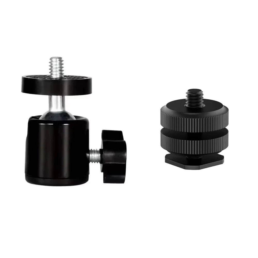 Universal 1/4" Screw Ball Head Adapter for Tripod, Light Stand, Projector & Camera, 360° Rotating Aluminum Alloy Bracket