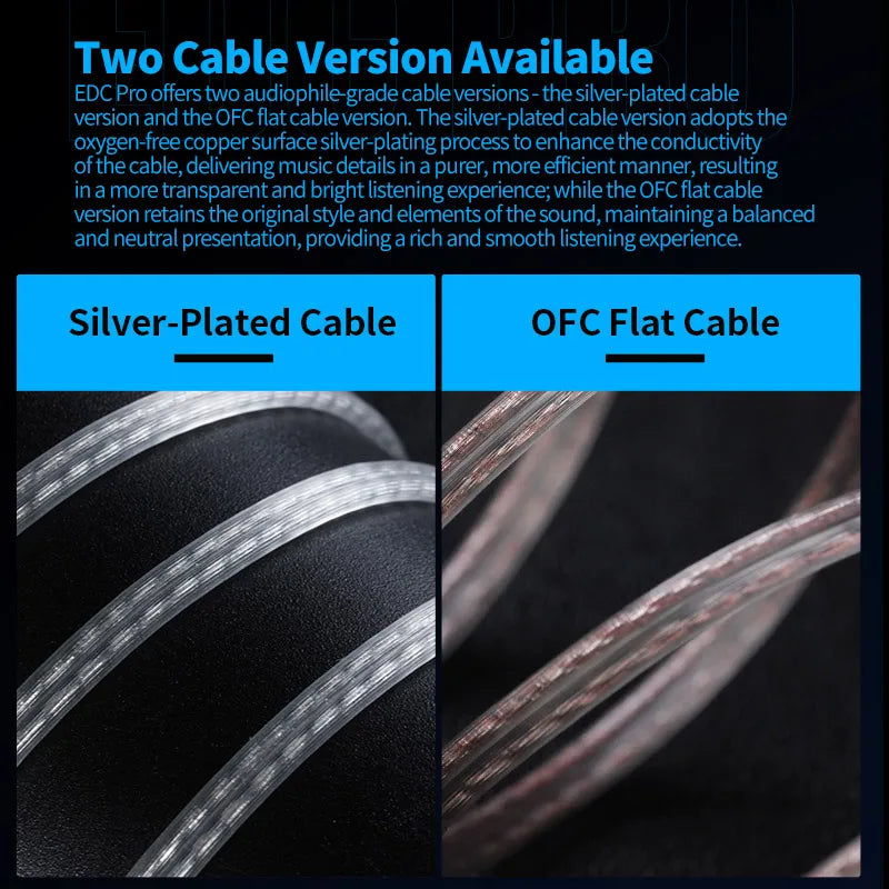 KZ EDC PRO High-Sensitivity Large Dynamic Earphone  Silver Plated Cable \ OFC Flat Cable Optional