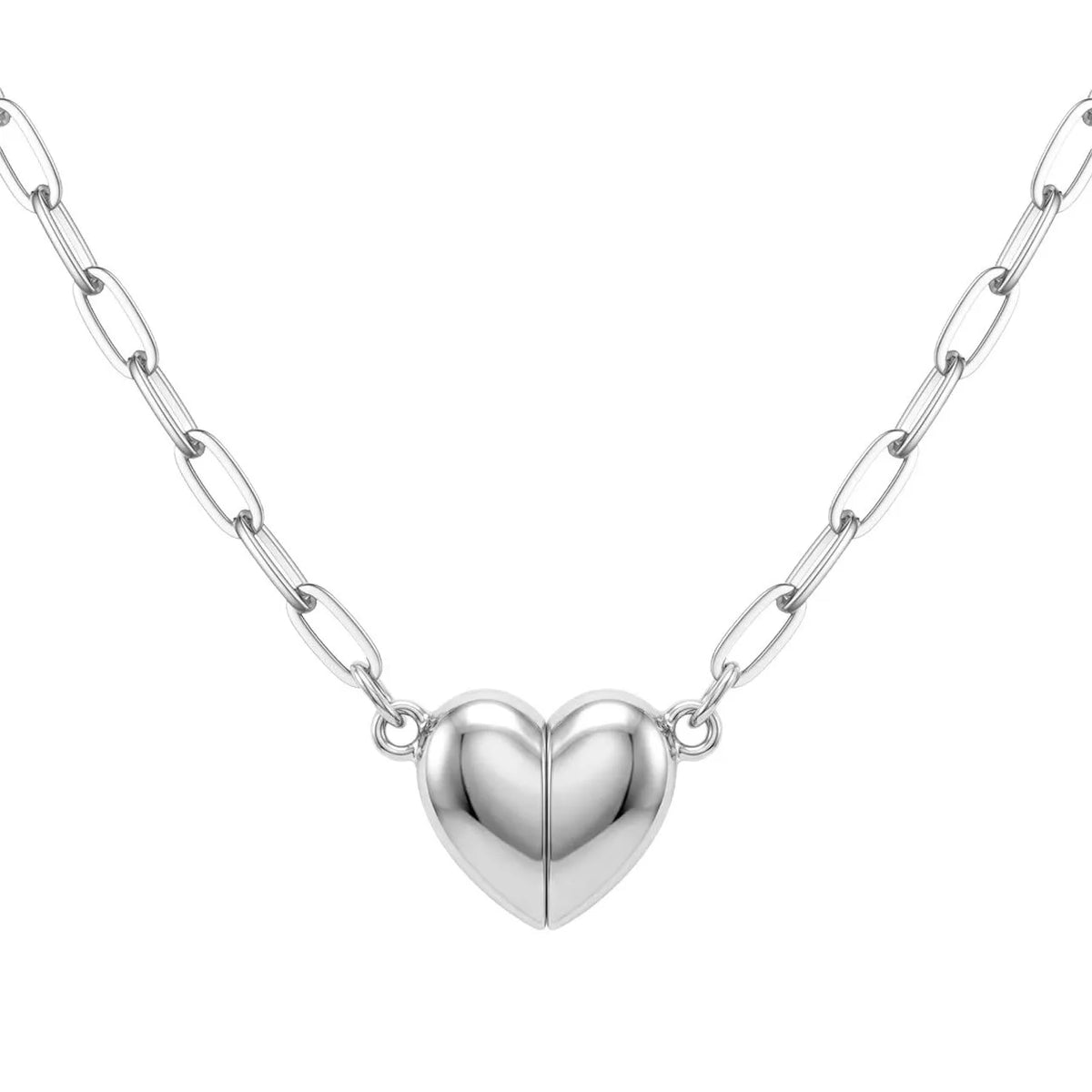 Magnetic Heart Necklaces for Women 18K Gold Plated Stainless Steel Heart Necklace Paperclip Chain Pendant Necklace Jewelry Gift