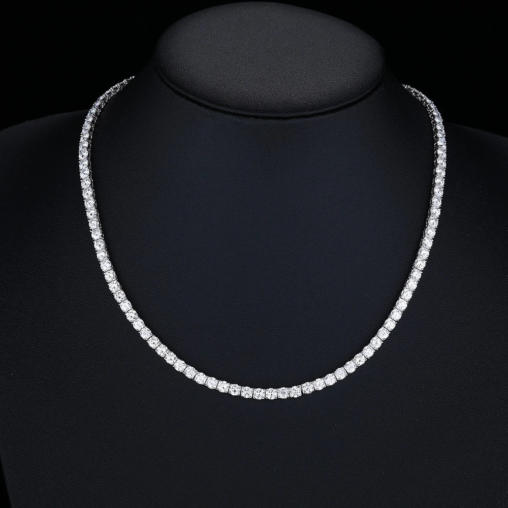 S925 Silver Moissanite Tennis Necklace  D Color VVS1 3mm/4mm/5mm Available Light Luxury Daily‑Wear Jewelry