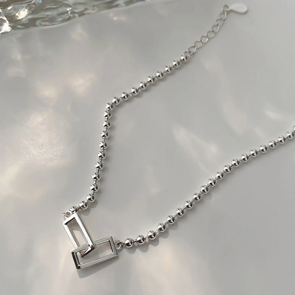 925 Sterling Silver Geometric Square Round Bead Bracelet For Women Personality Temperament Simple Hand Jewelry Party