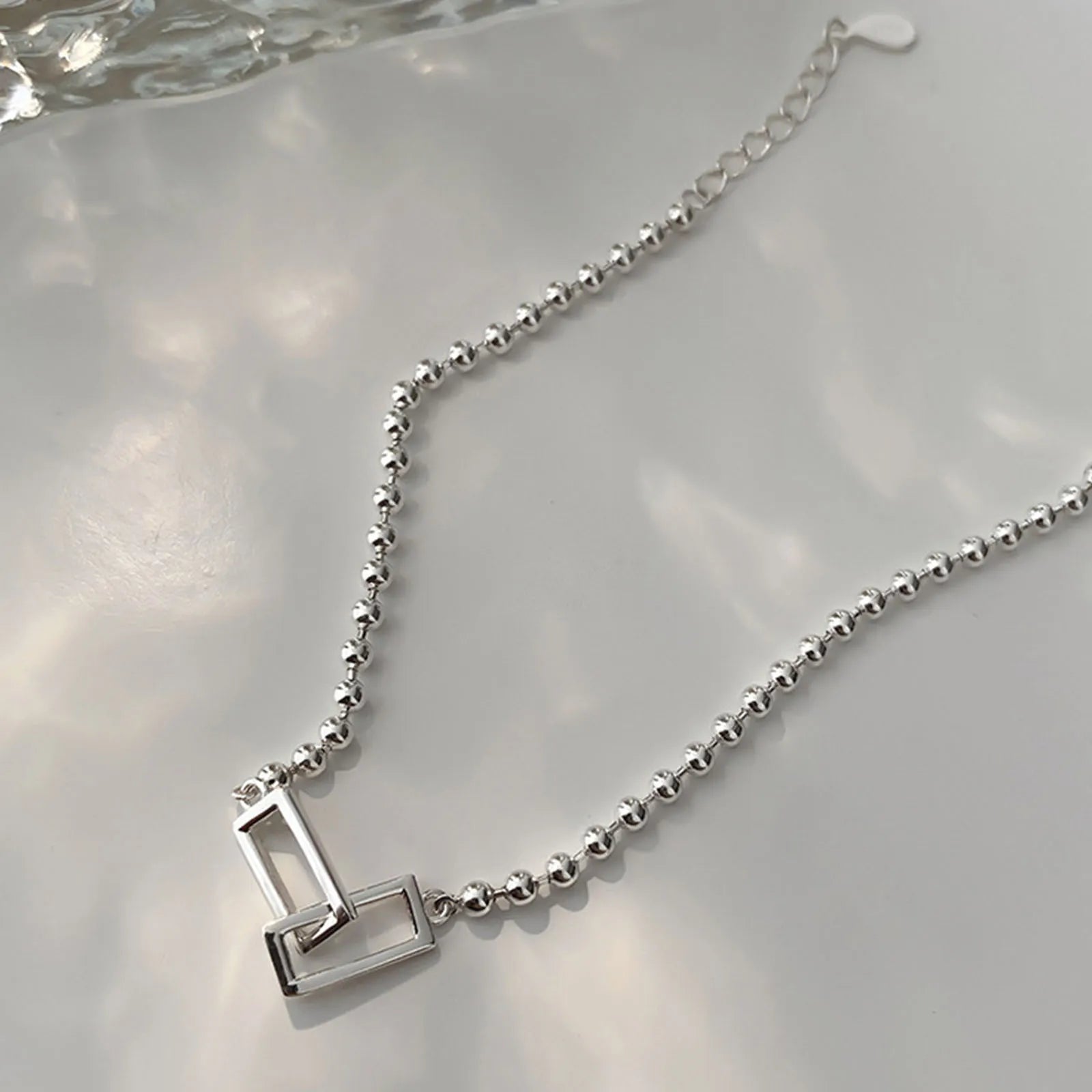 925 Sterling Silver Geometric Square Round Bead Bracelet For Women Personality Temperament Simple Hand Jewelry Party