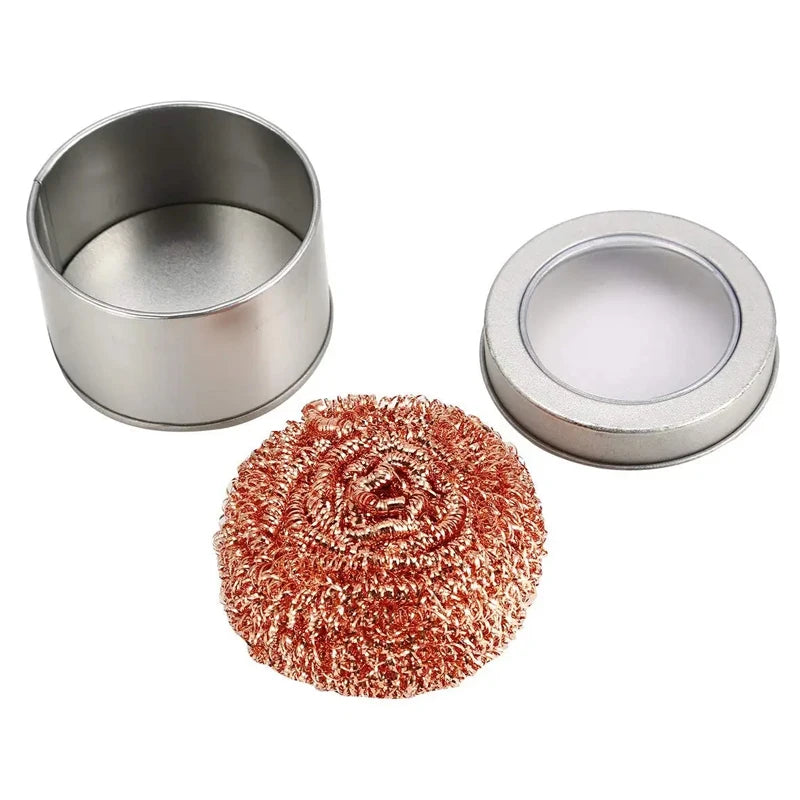 1Pcs Desoldering Cleaning Ball Soldering Iron Mesh Filter Cleaning Nozzle Tip Copper Wire Cleaner Ball Metal Dross Box Clean Bal