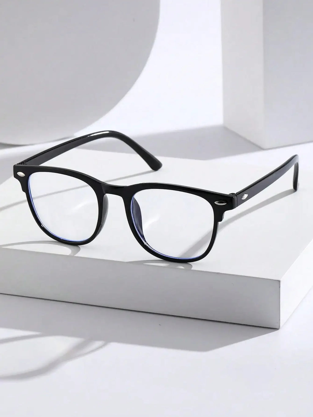 Unisex Square Plastic Frame Trendy Anti-Blue Light Clear Glasses For Back To School Clothing Accessories.