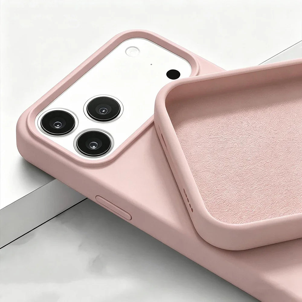 Phone Case - Original Liquid Silicone Soft Phone Case for iPhone 18 17 16 15 14 13 Pro Max Candy Color Shockproof Cover Funda