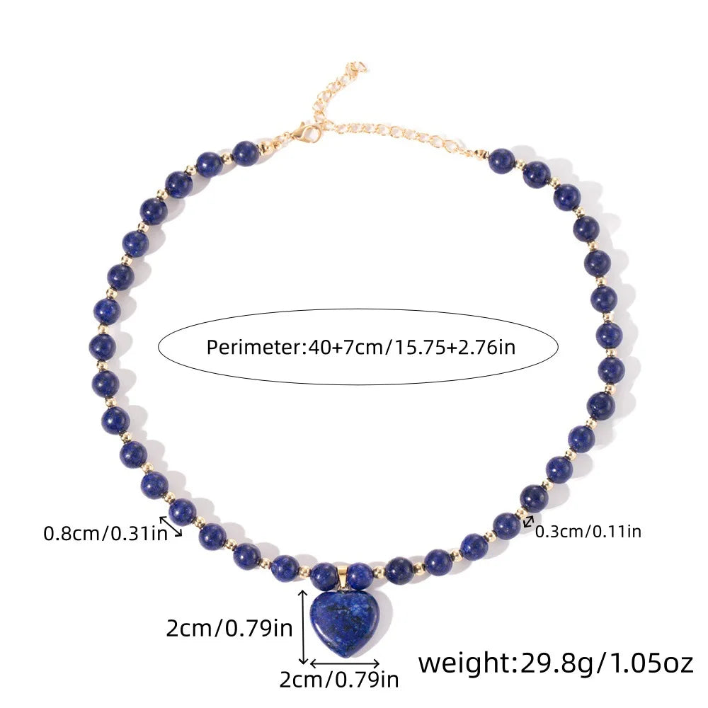 Fashion Ins Heart Stone Pendant Necklace for Women Bohemian CCB Beaded Necklace Jewelry Party Girlfriend Gifts