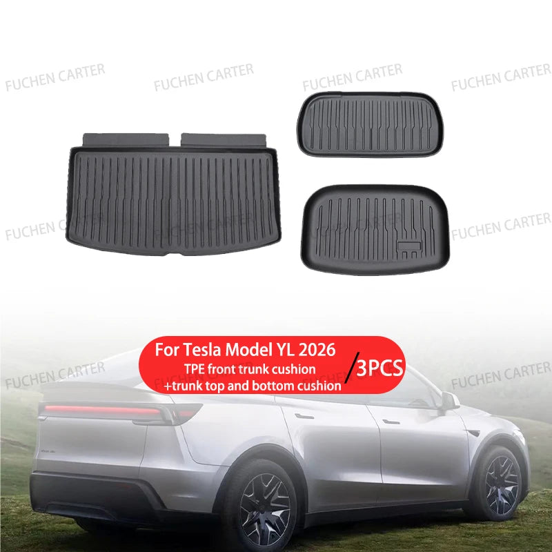 Car Floor Mats for Tesla NEW Model YL 2026 Car Four Seasons Waterproof Non-slip Floor Mat Trunk Mat TPE Special Car Accessories