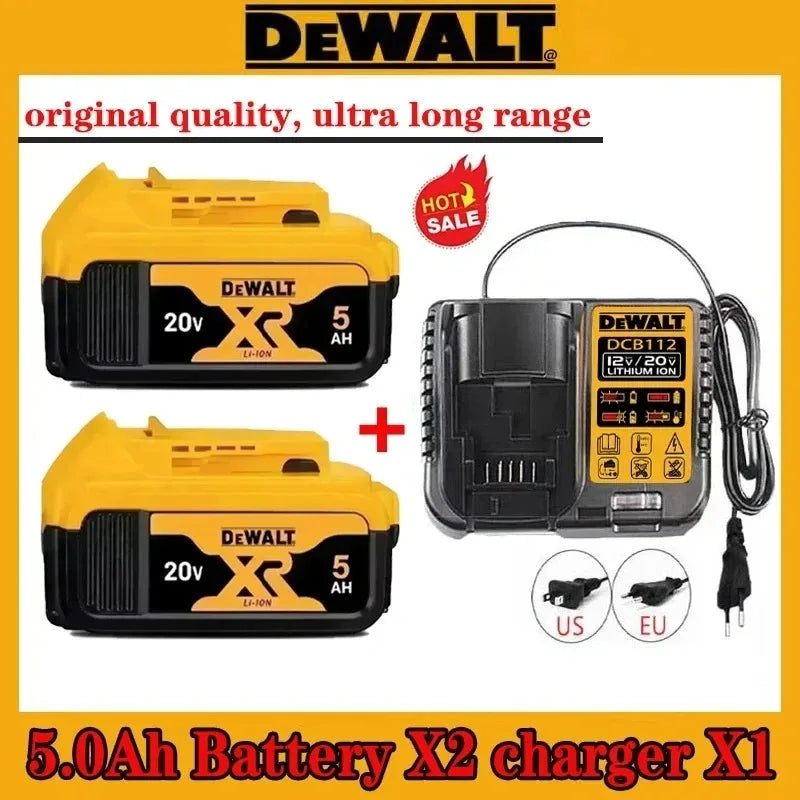 Original DeWalt 20V MAX 5Ah Battery and Charger Kit, DCB205 For Dewalt 20V Cordless Drill Impact Driver Work Light Battery