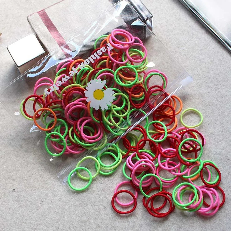 2 CM Cute Colorful Black Nylon Small Hair Ties Gum Child Ponytail Holde Accessories Rubber Bands Elastic Hair Bands For Kid Girl