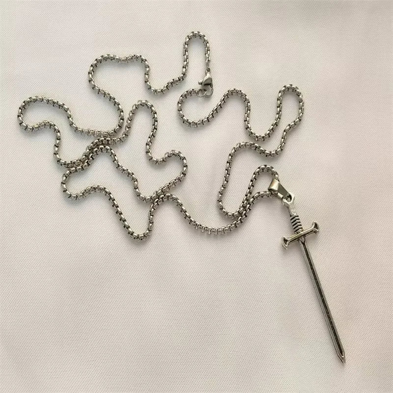 Vintage Cross Pendant Necklace Unisex Versatile Simple Long Sweater Chain Hip Hop Accessory