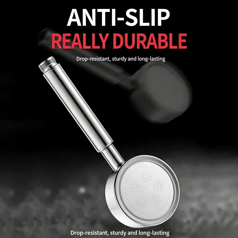 High Pressure SUS 304 Stainless Steel Handheld Shower Head Water Saving Supercharged Rainfall Spray Nozzle for Bathroom