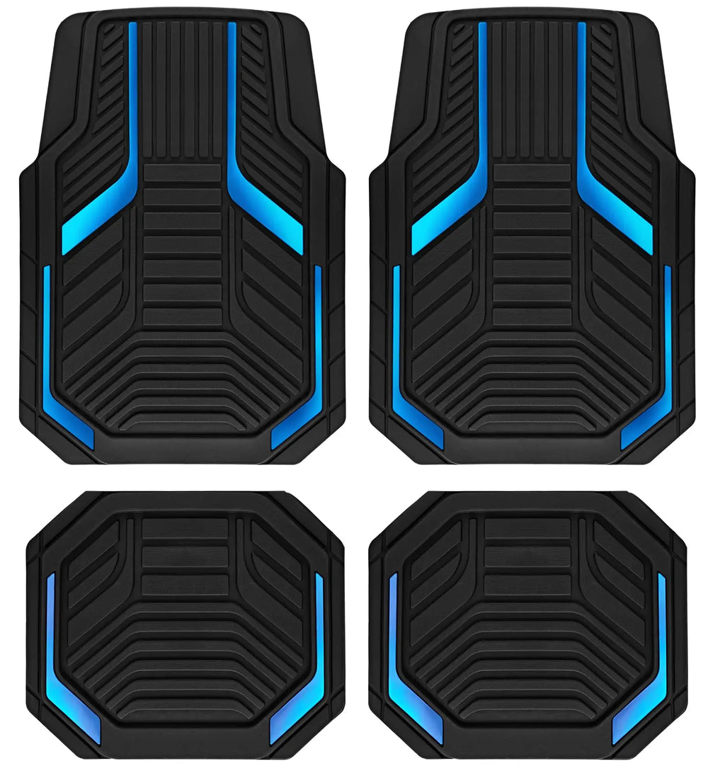 Heavy Duty Rubber Floor Mats, Purple Aluminum Film Car Mats Set, Front and Rear Car Mats with Anti-Slip Backing, All Weather Protection, Trim-to-Fit for Automotive SUV, Sedan, Van