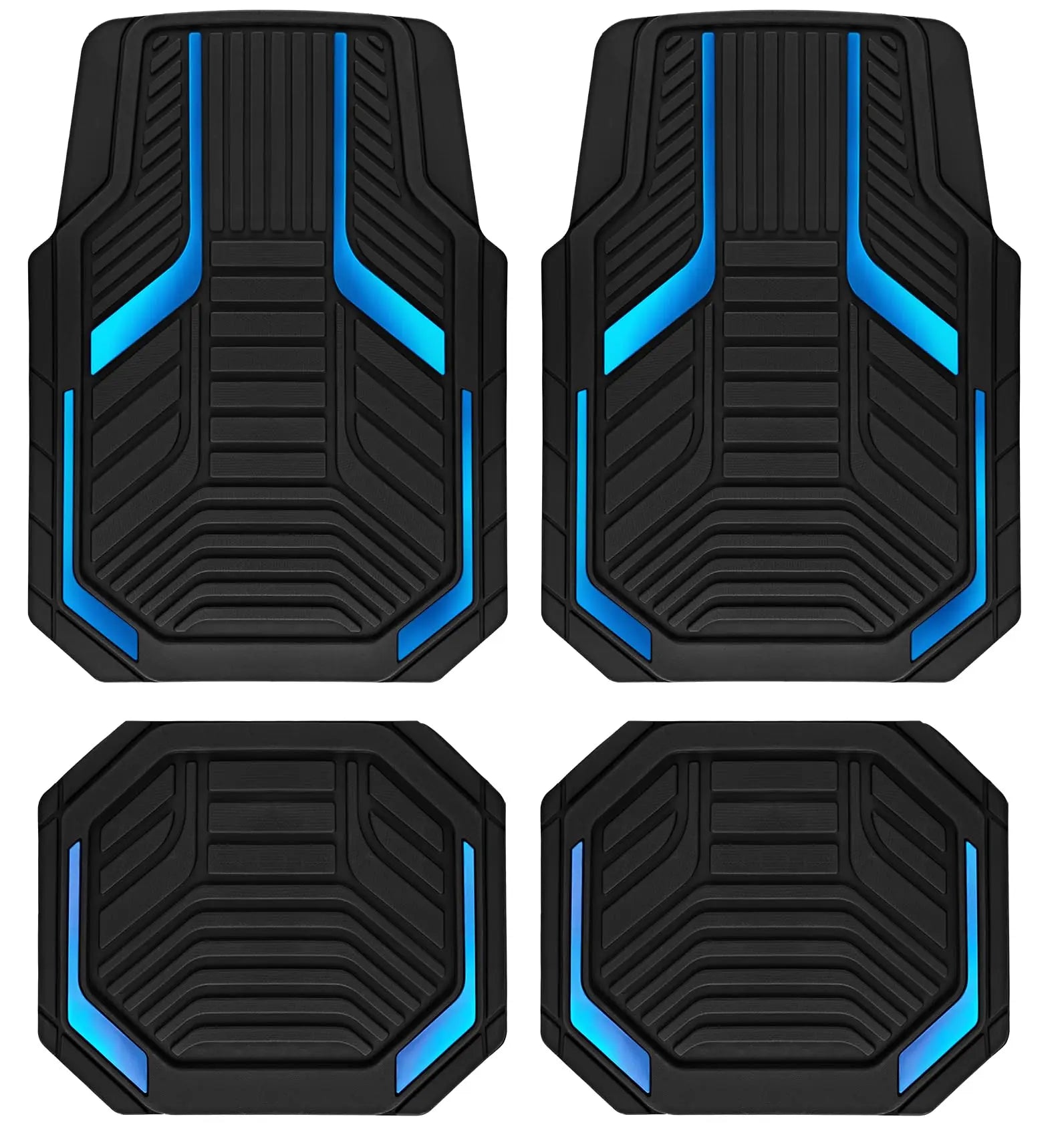 Heavy Duty Rubber Floor Mats, Purple Aluminum Film Car Mats Set, Front and Rear Car Mats with Anti-Slip Backing, All Weather Protection, Trim-to-Fit for Automotive SUV, Sedan, Van