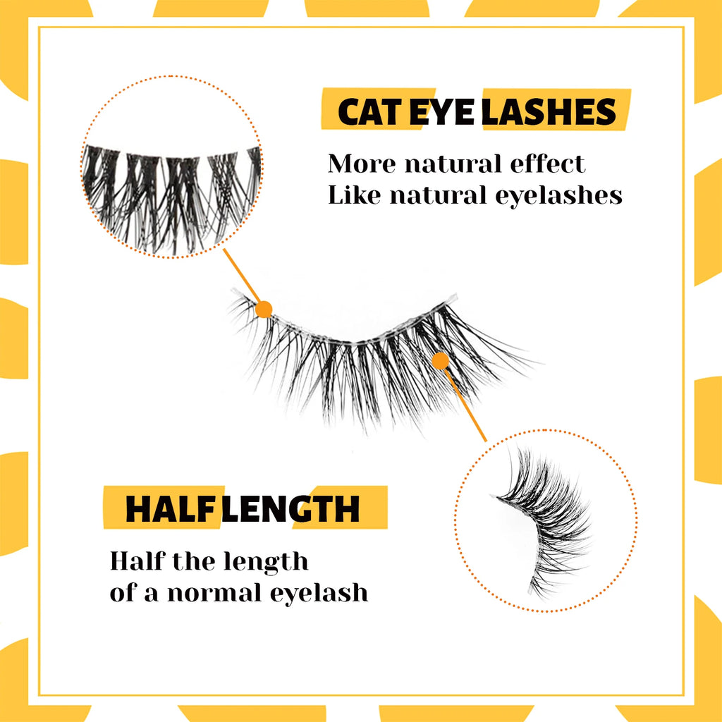 Half Eyelashes, Natural Appearance 10 Pairs of Thick Cat Eyelashes 10mm Wispy Eyelashes with Short False Eyelashes 3D04-10F