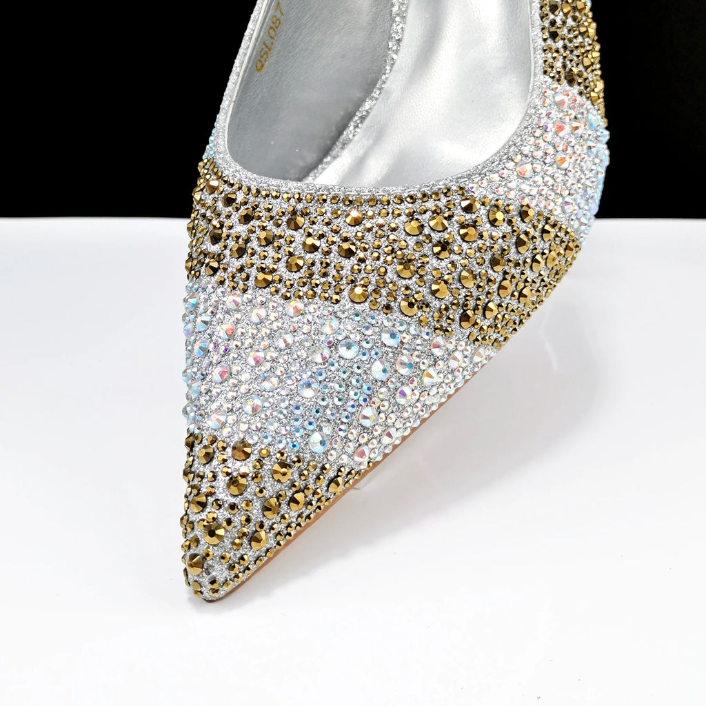 QSGFC Exquisite Fashion Women Shoes Sparkling Diamonds Pointed-toe Design Elegant Party Ladies High Heels