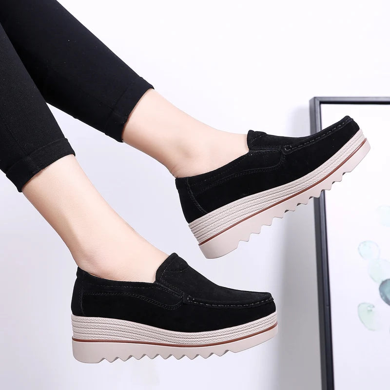 2025 Spring Women Flats Shoes Woman Platform Slip On Flats Sneakers Women Suede Ladies Tenis Loafers Moccasins Casual Shoes