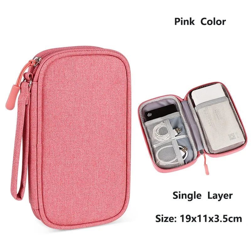 Home Office Cable Organizer Bag, Portable Travel Digital Storage Case for USB Charger Headset