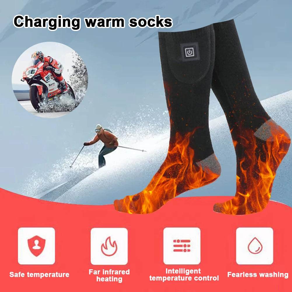 Electric Heating Socks Cold-Proof Winter Heating Socks Fast Heating Winter Warm Thermal Socks Washable for Outdoor Skiing Hiking