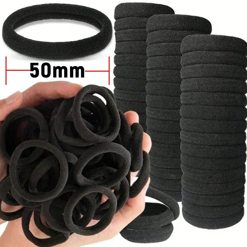10-100pcs High Elastic Hair Bands for Women Girls Black Basic Hair Tie Headband Simple Ponytail Holder Headwear Hair Accessories